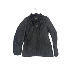 Creenstone Womens Jacket Size 36 US 4-6 Small Black Jacquard Swirl Full Zip